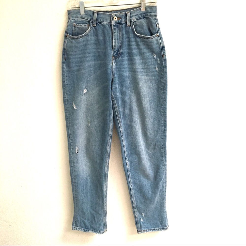 Zara Z 1975 high waisted high rise‎ straight leg light wash denim jeans 6